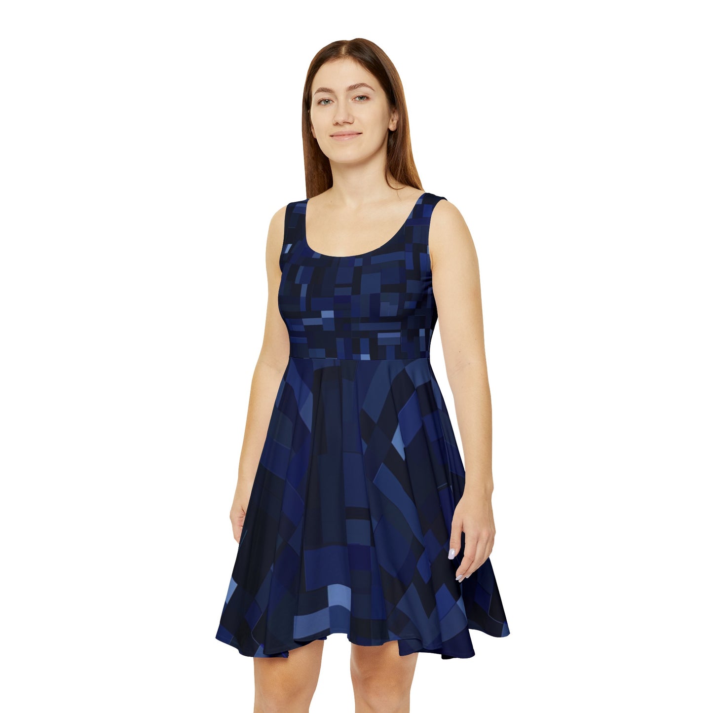 Women's Skater Dress - Blue Pixels