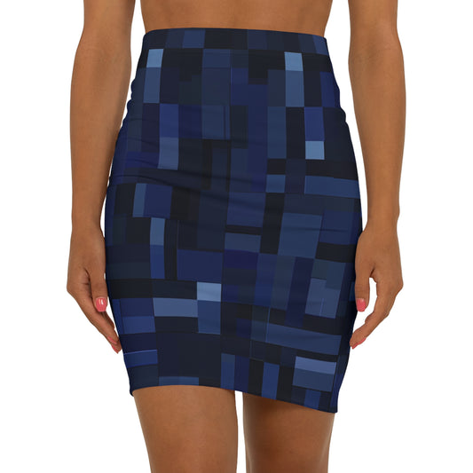 Mini Skirt - Blue Pixels