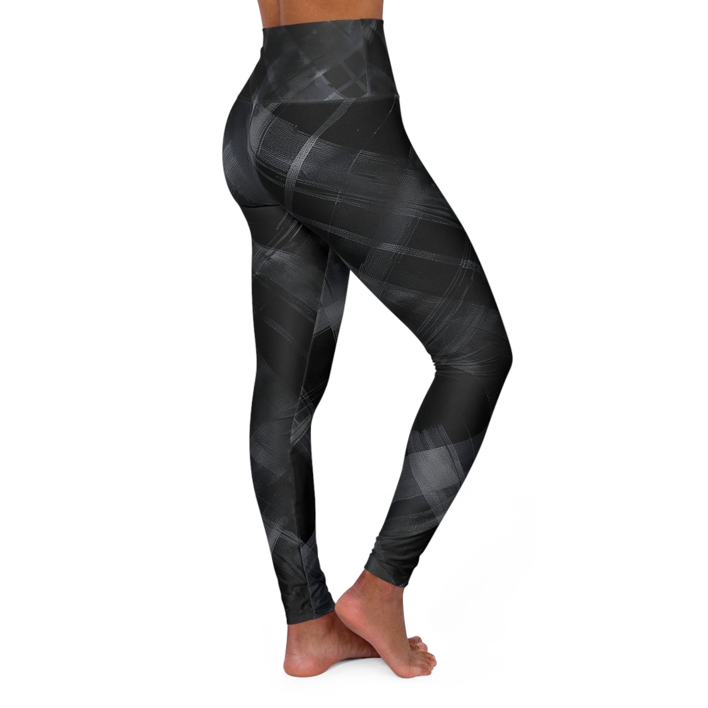 High Waisted Leggings - Black and White Threads