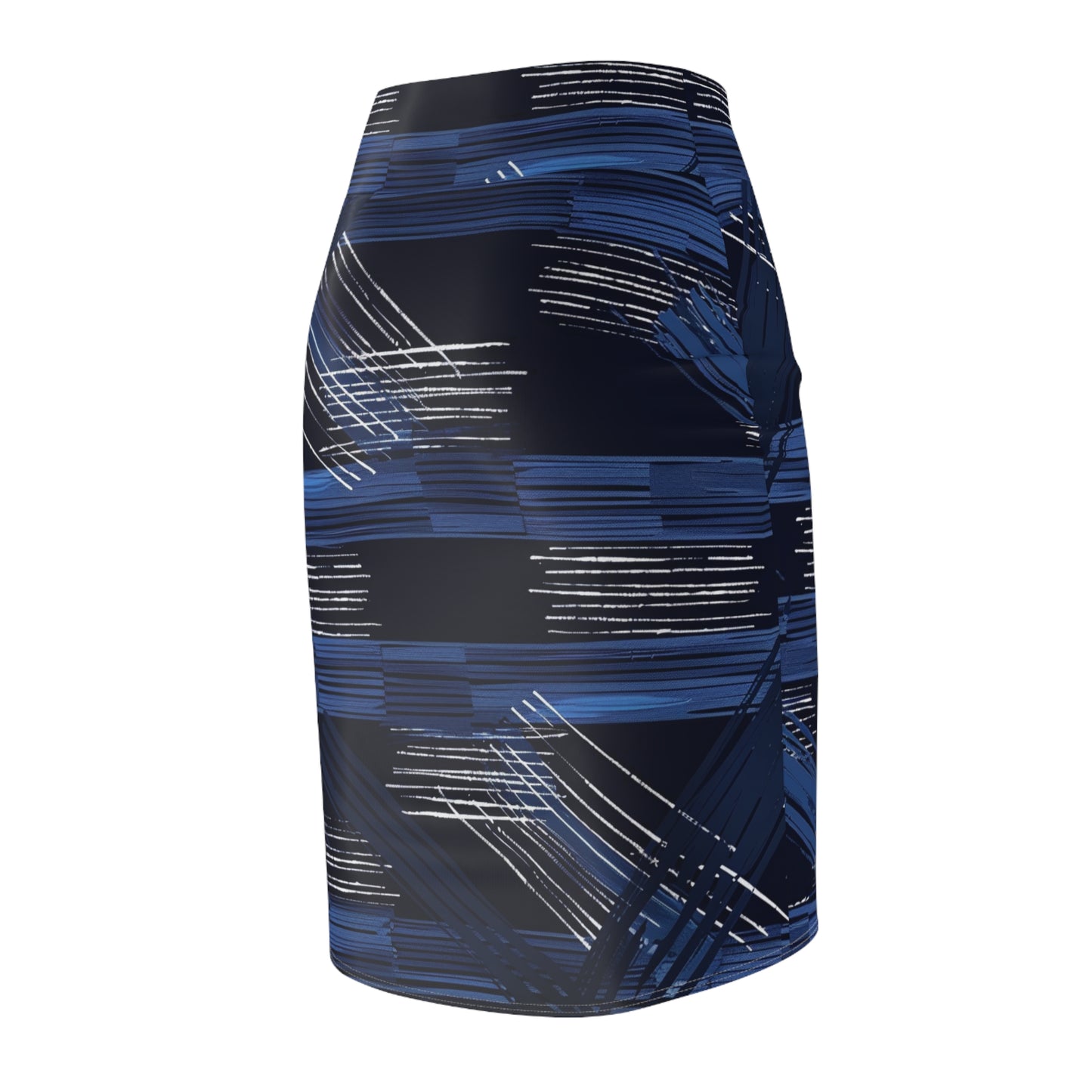 Pencil Skirt - Blue and White Brush