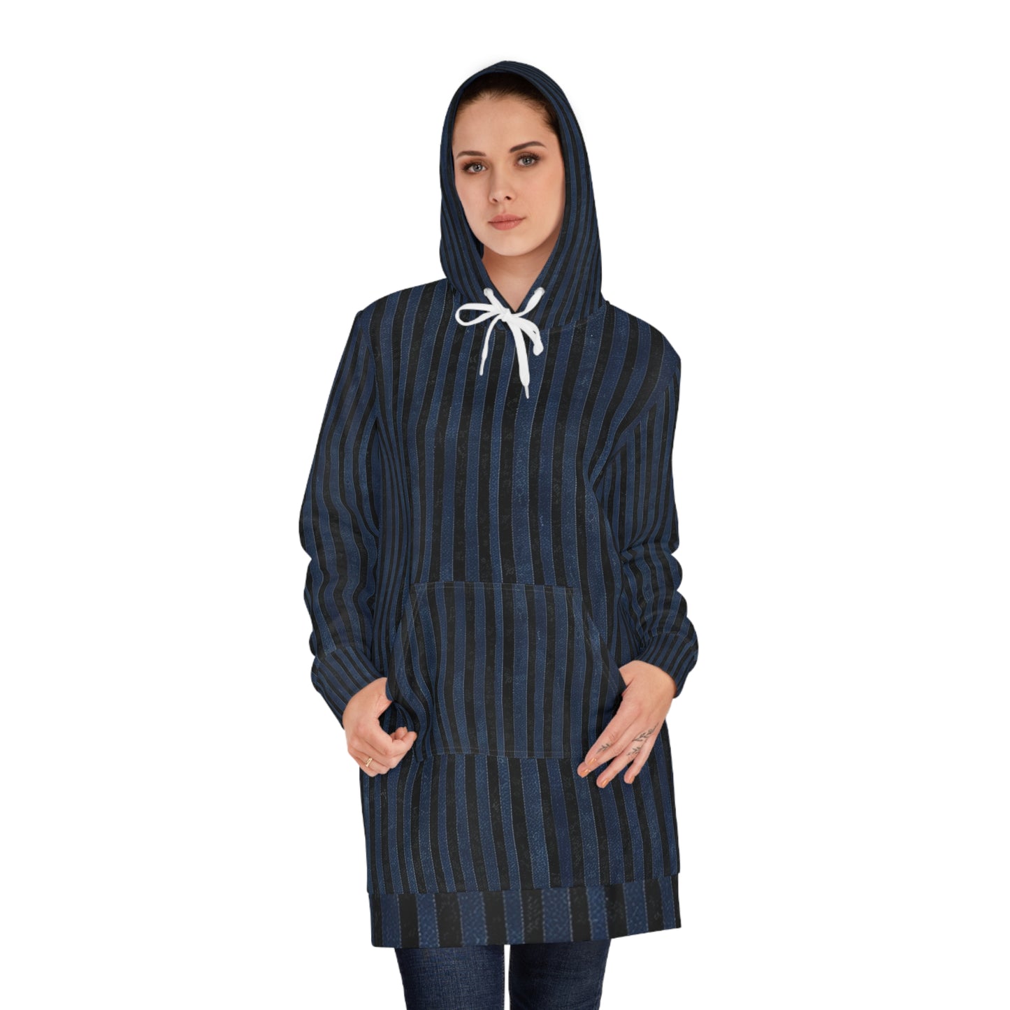 Hoodie Dress - Vertical Blues