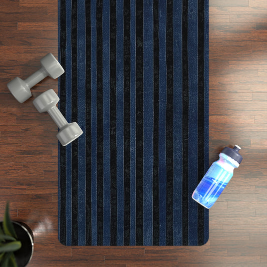 Rubber Yoga Mat- Vertical Blues