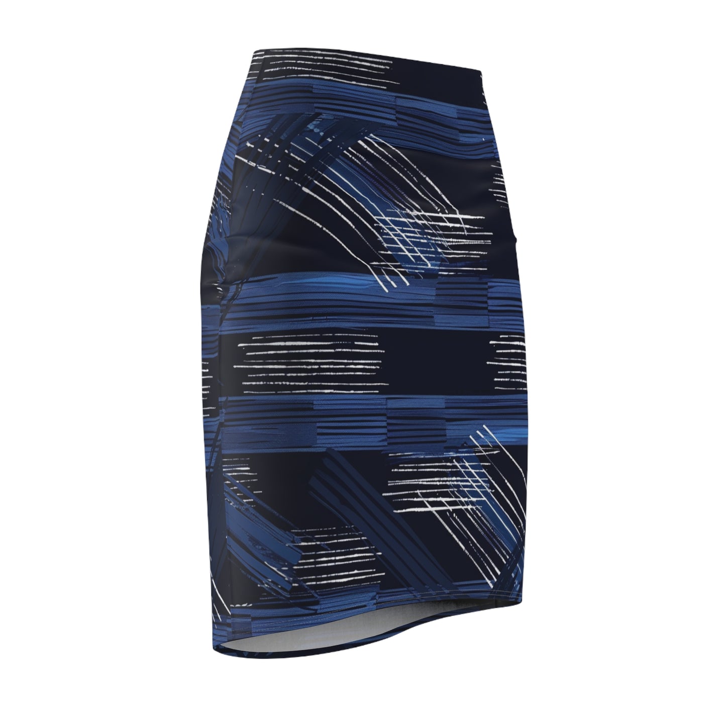 Pencil Skirt - Blue and White Brush