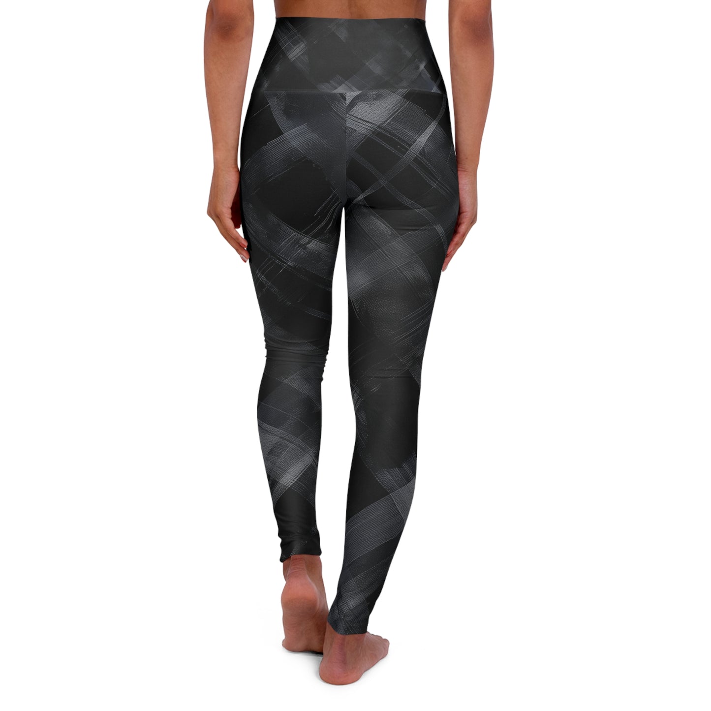 High Waisted Leggings - Black and White Threads