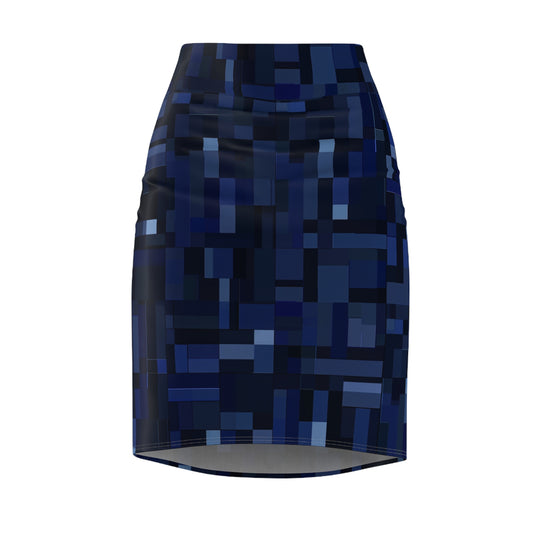 Pencil Skirt - Blue Pixels