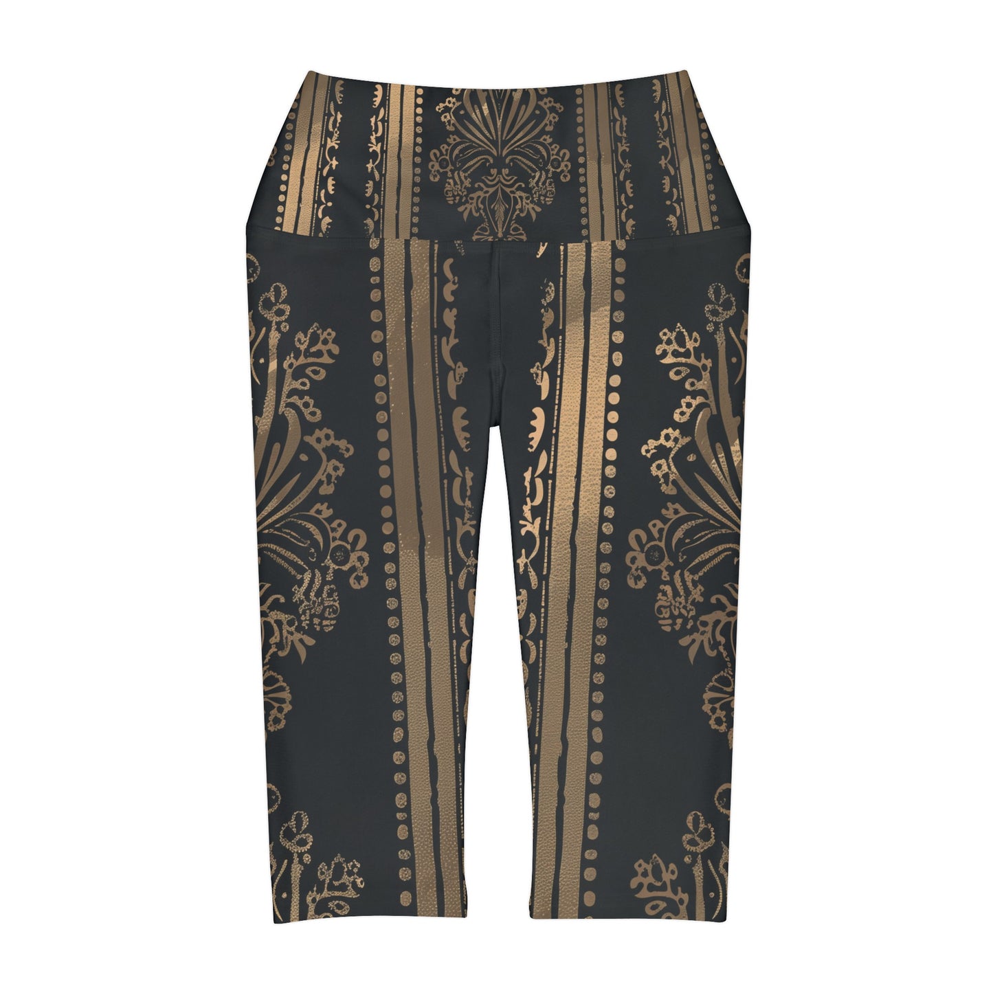 High Waisted Capri Leggings - Gold Royal