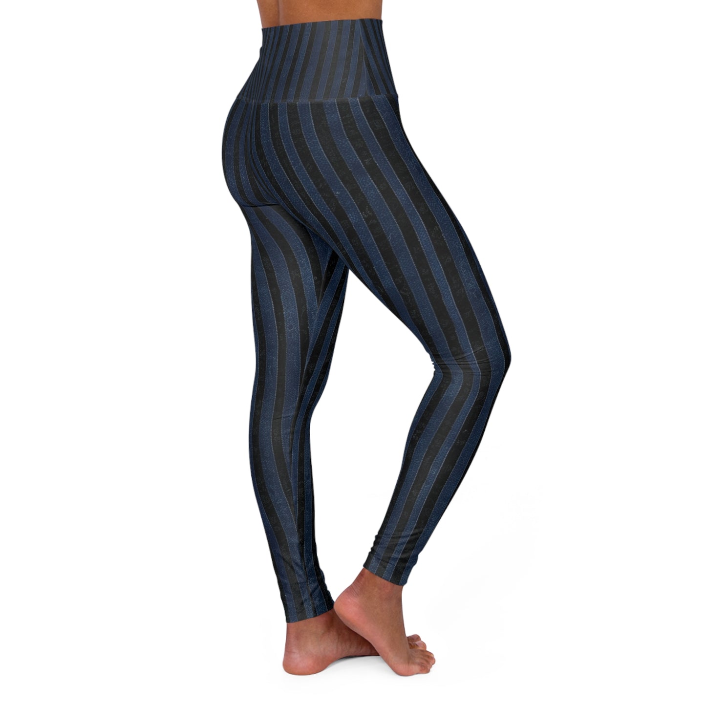 High Waisted Leggings - Vertical Blues