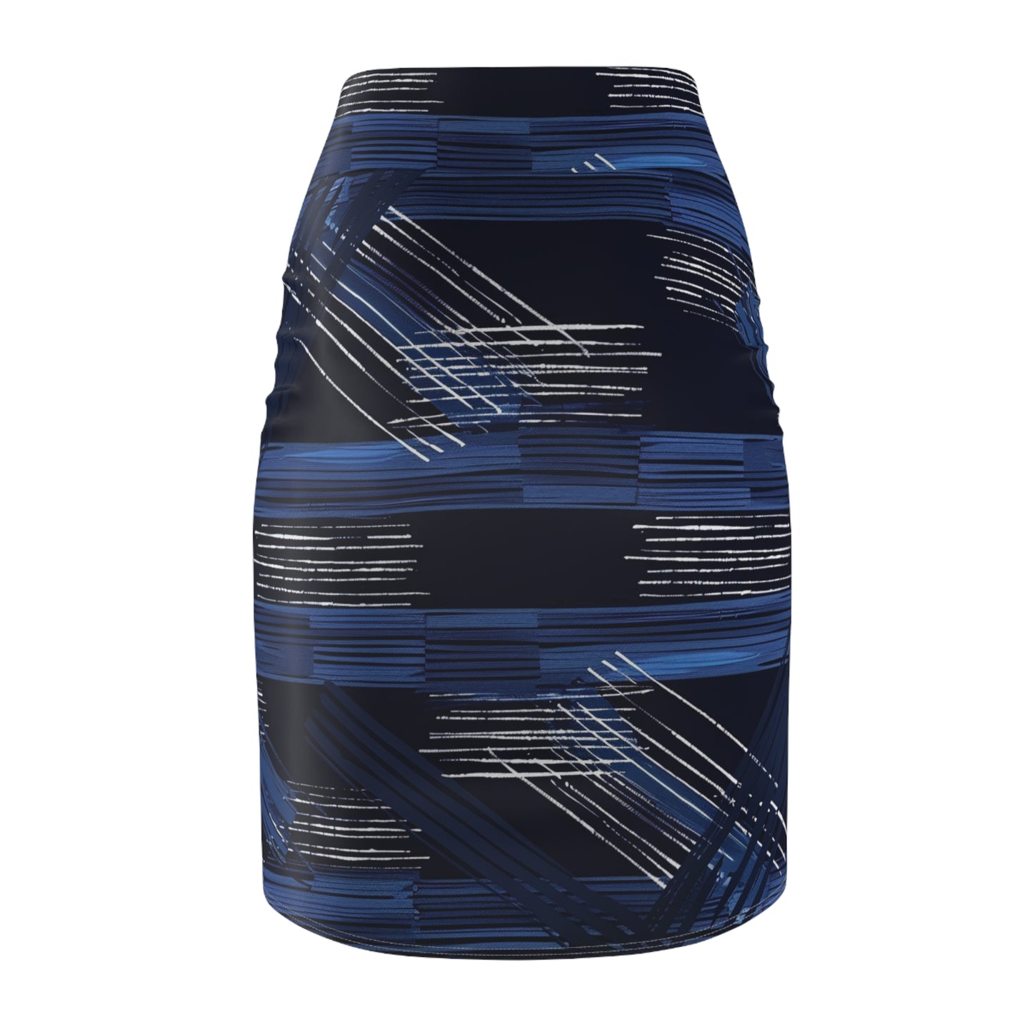 Pencil Skirt - Blue and White Brush