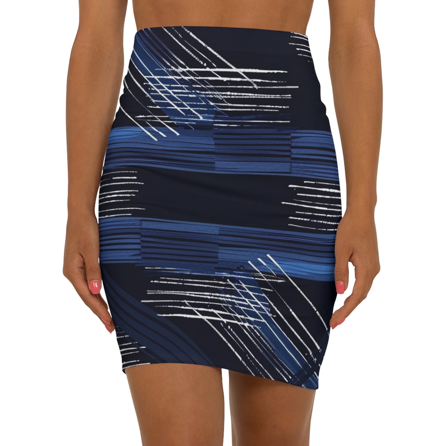 Mini Skirt - Blue and White Brush