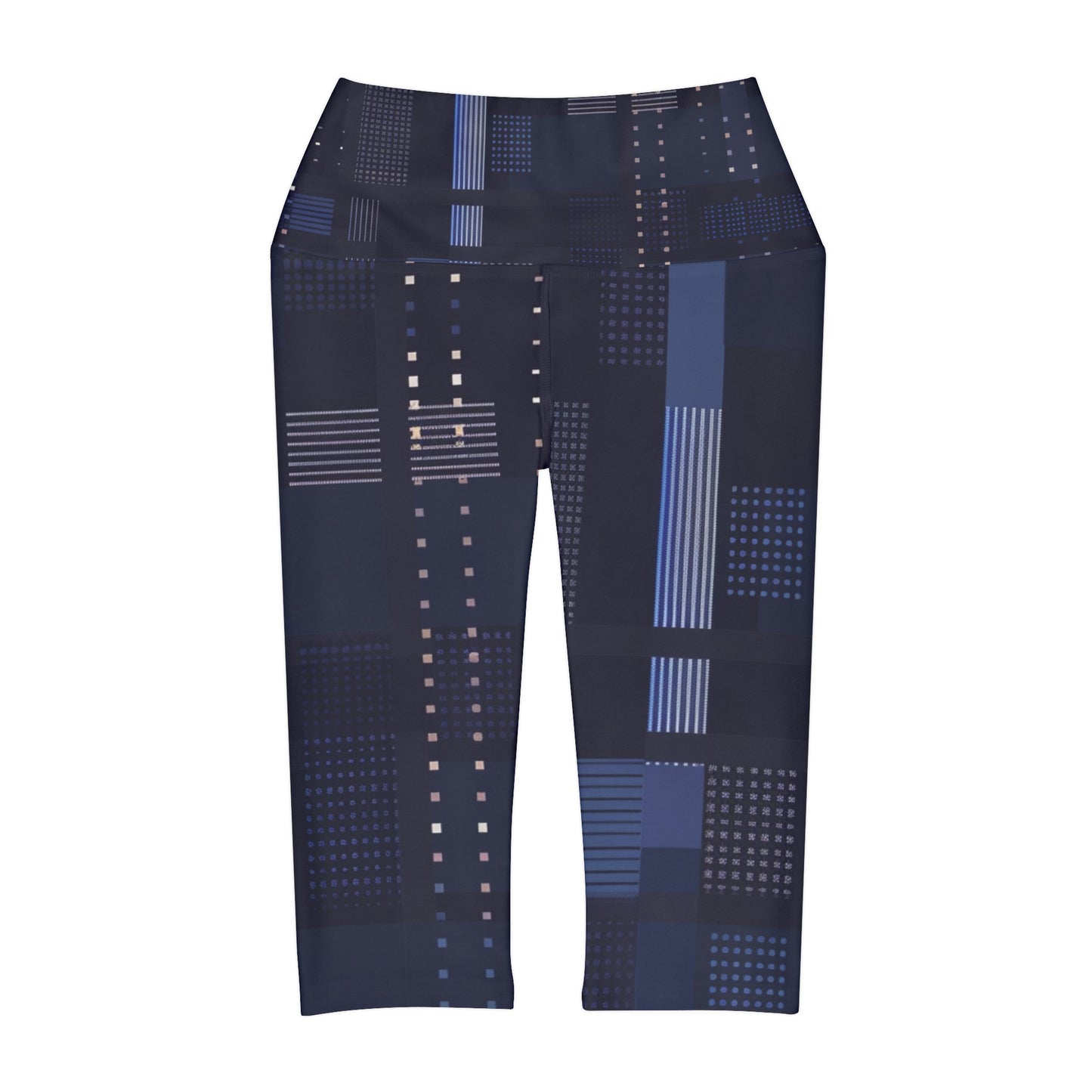 High Waisted Capri Leggings - Blue Tech