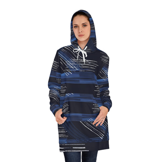 Hoodie Dress - Blue and White Brush