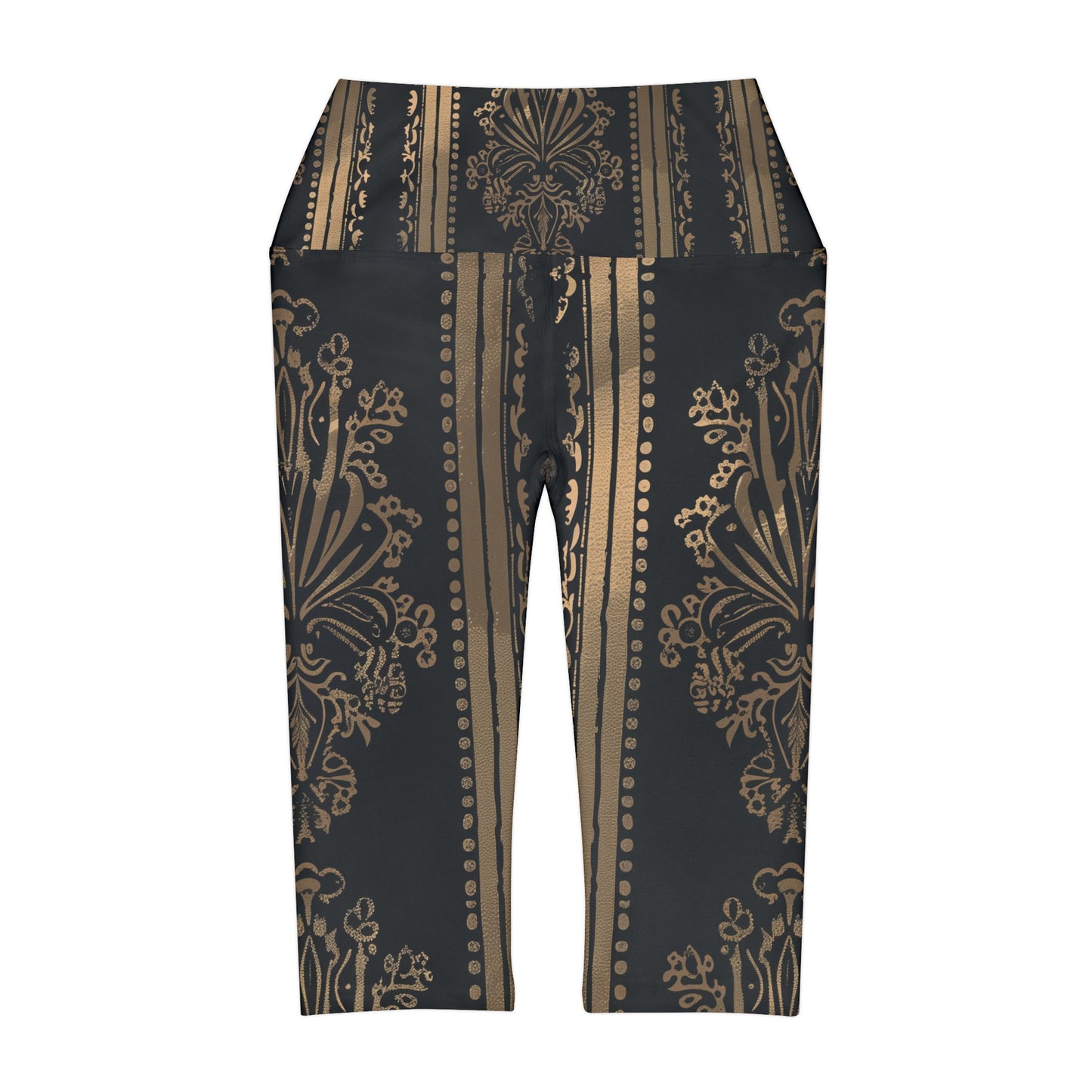 High Waisted Capri Leggings - Gold Royal