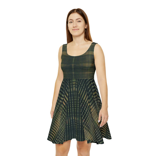 Women's Skater Dress - Emerald Horizontals