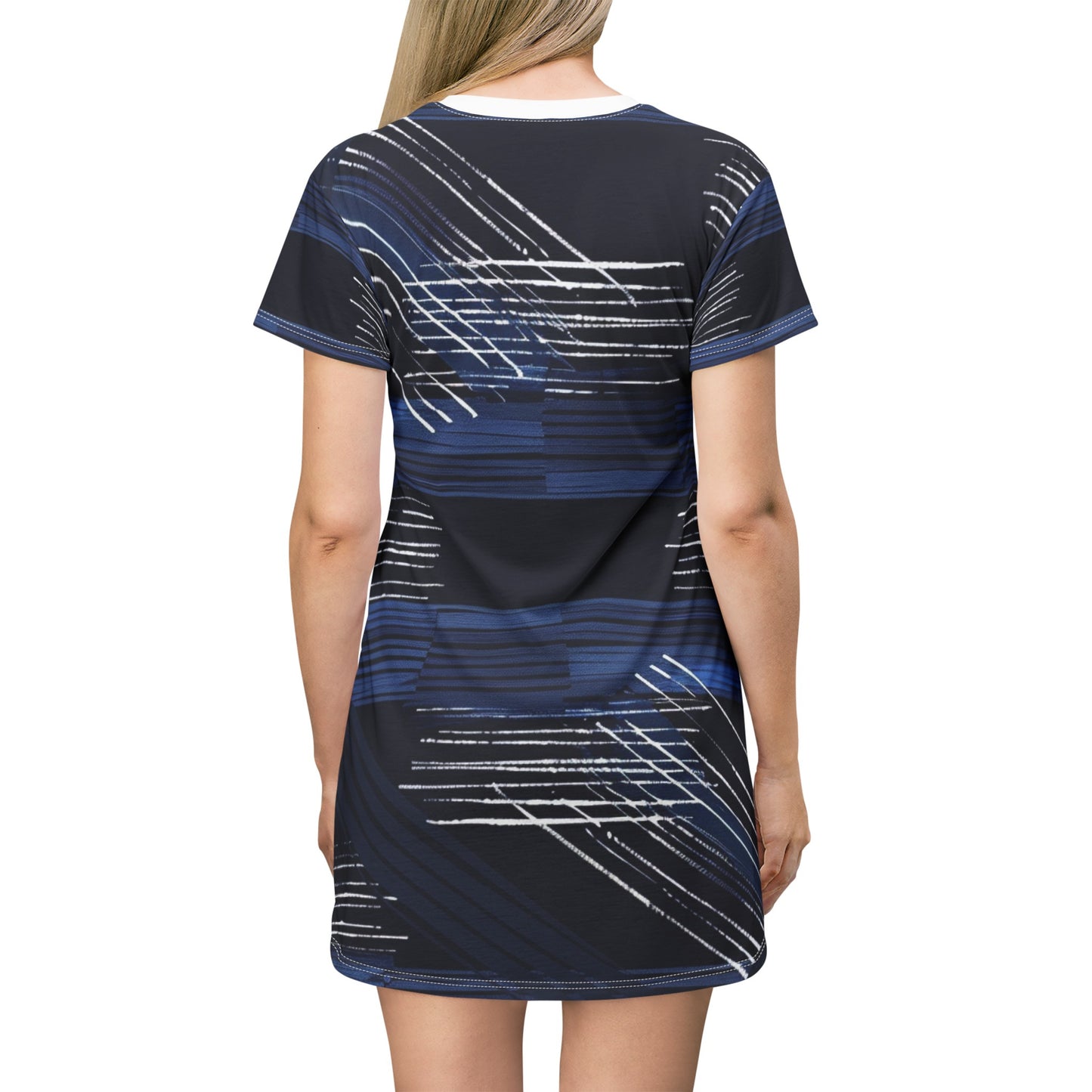 TShirt Dress - Blue and White Brush