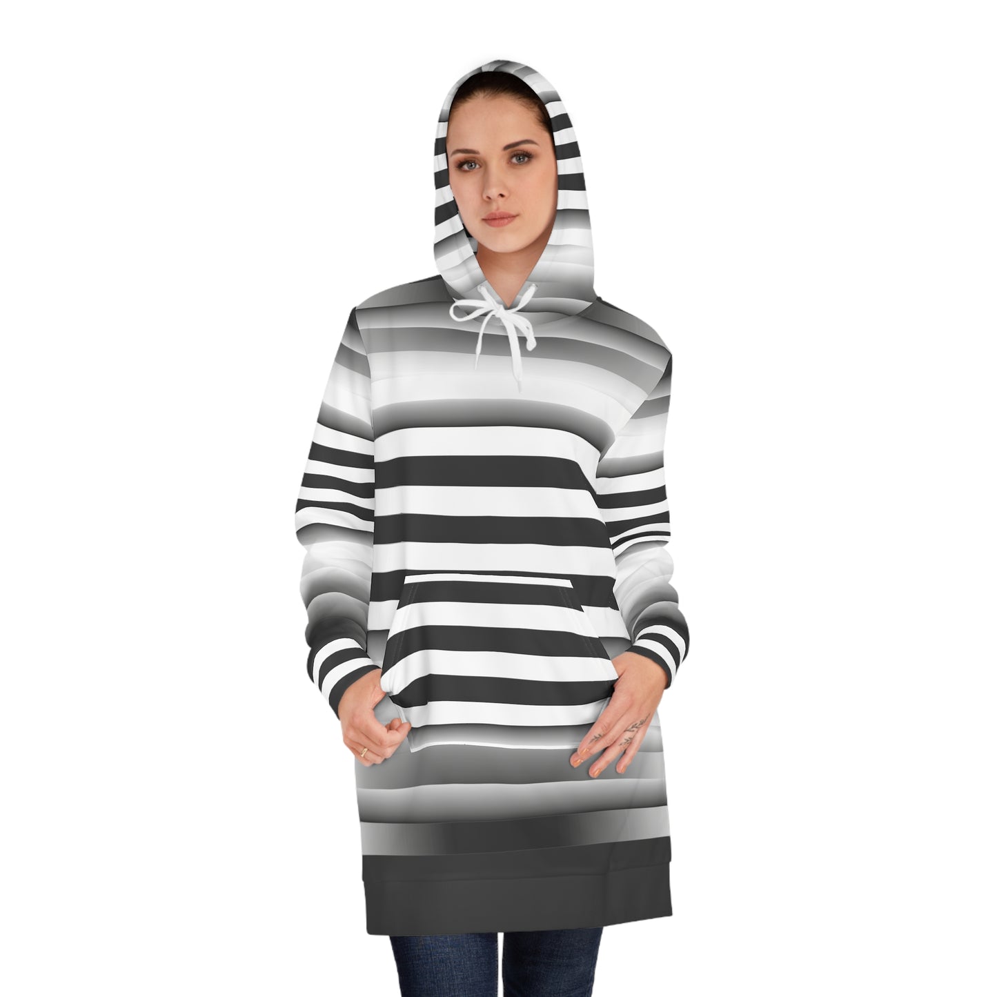 Hoodie Dress - Slimming Horizontal