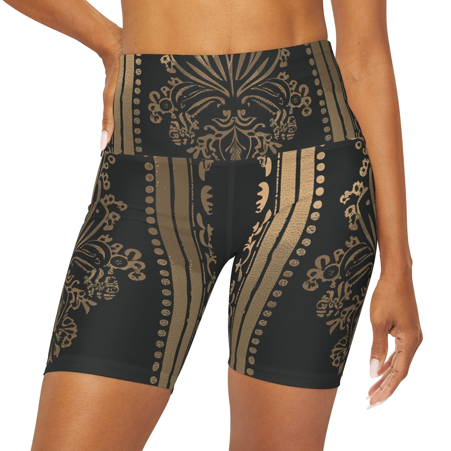 High Waisted Yoga Shorts - Gold Royal