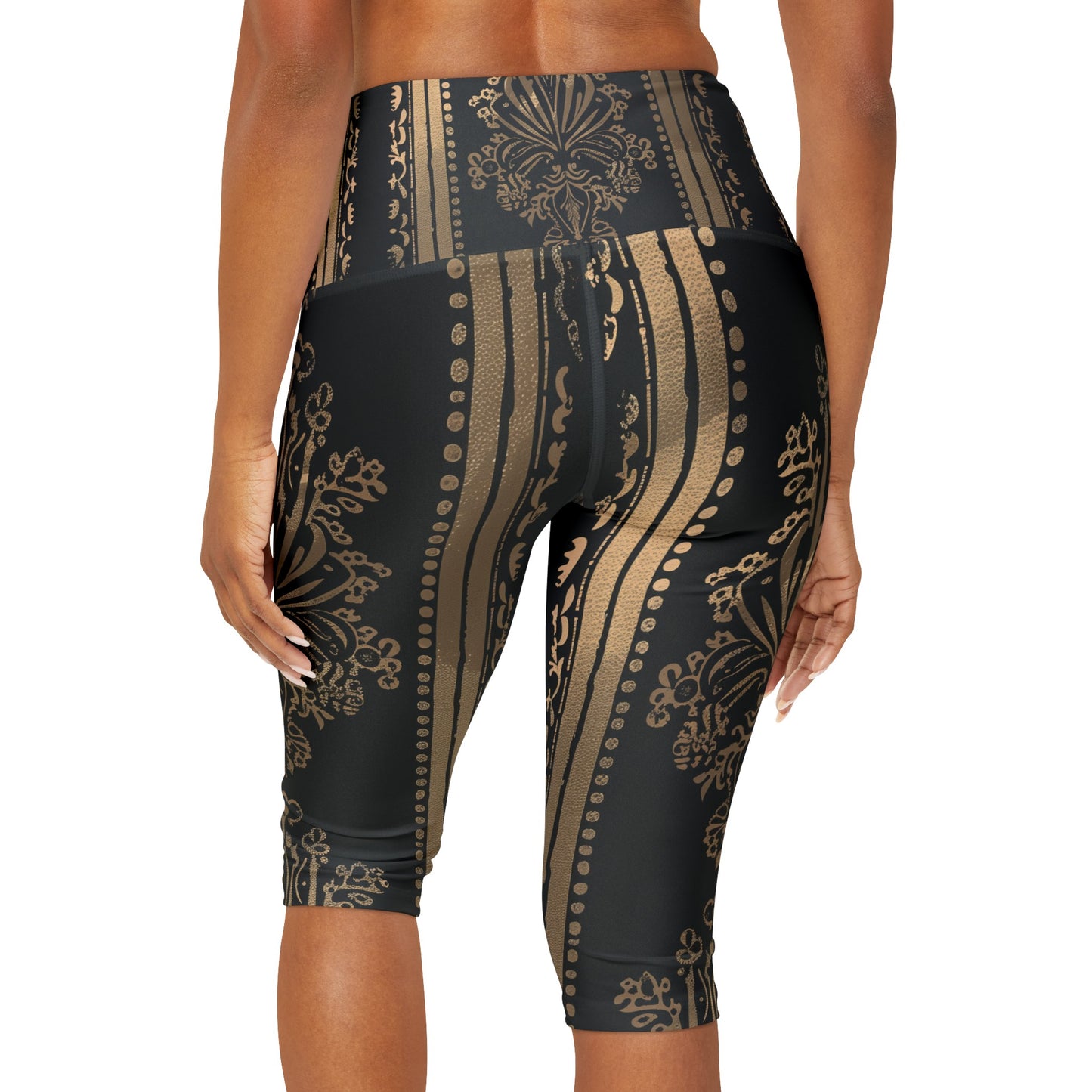 High Waisted Capri Leggings - Gold Royal