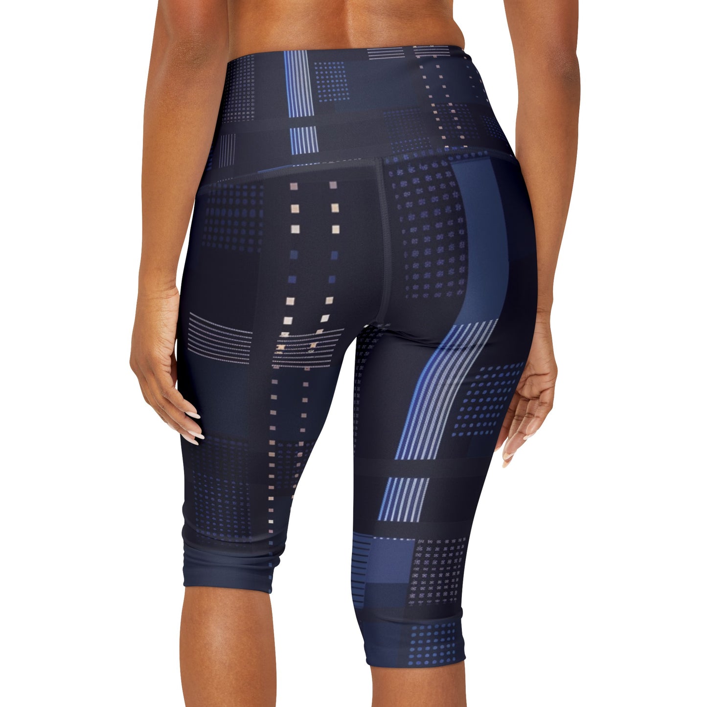 High Waisted Capri Leggings - Blue Tech