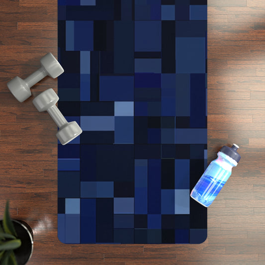 Rubber Yoga Mat- Blue Pixels