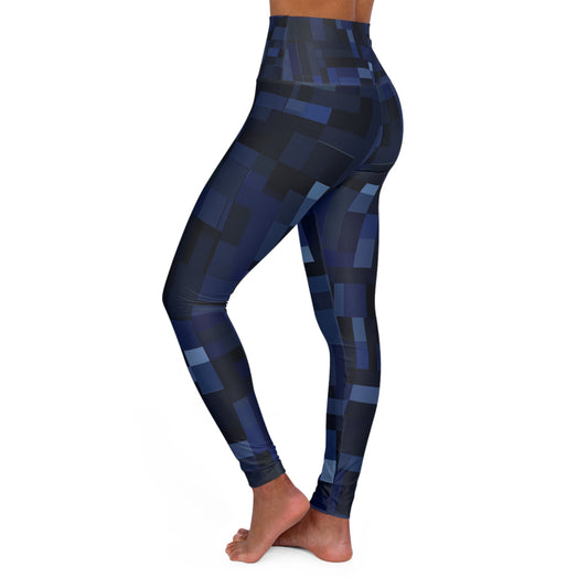 High Waisted Leggings - Blue Pixels