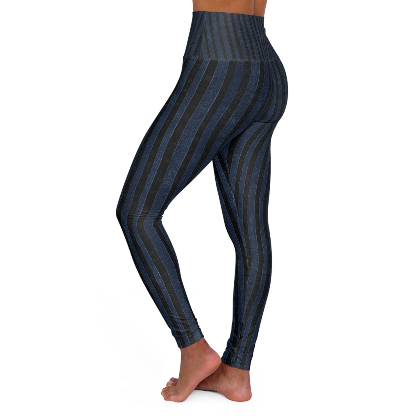 High Waisted Leggings - Vertical Blues