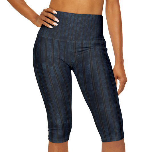 High Waisted Capri Leggings - Hard Lines