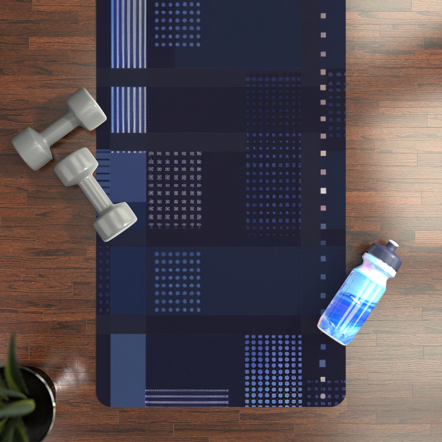 Rubber Yoga Mat- Blue Tech