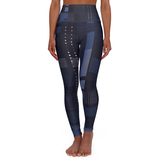 High Waisted Leggings - Blue Tech