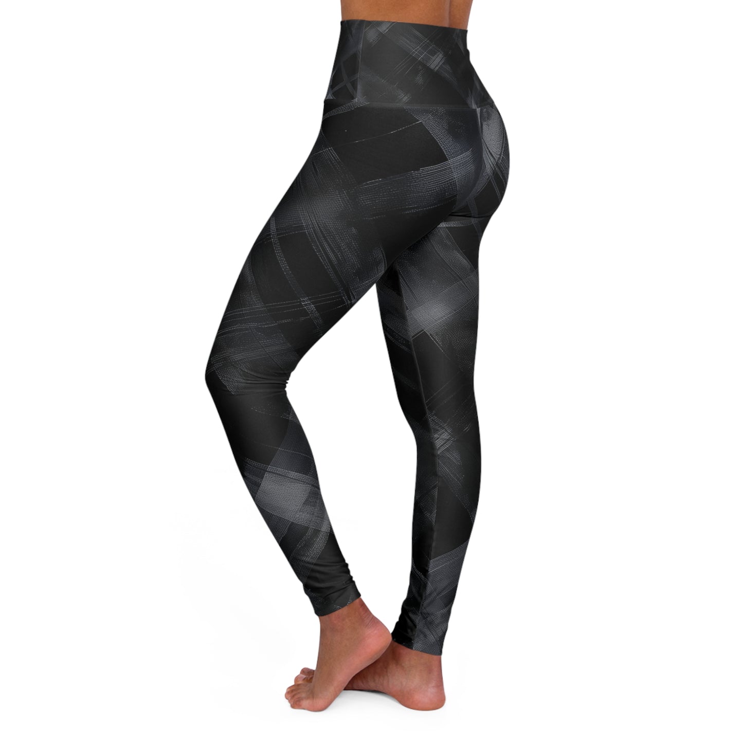 High Waisted Leggings - Black and White Threads